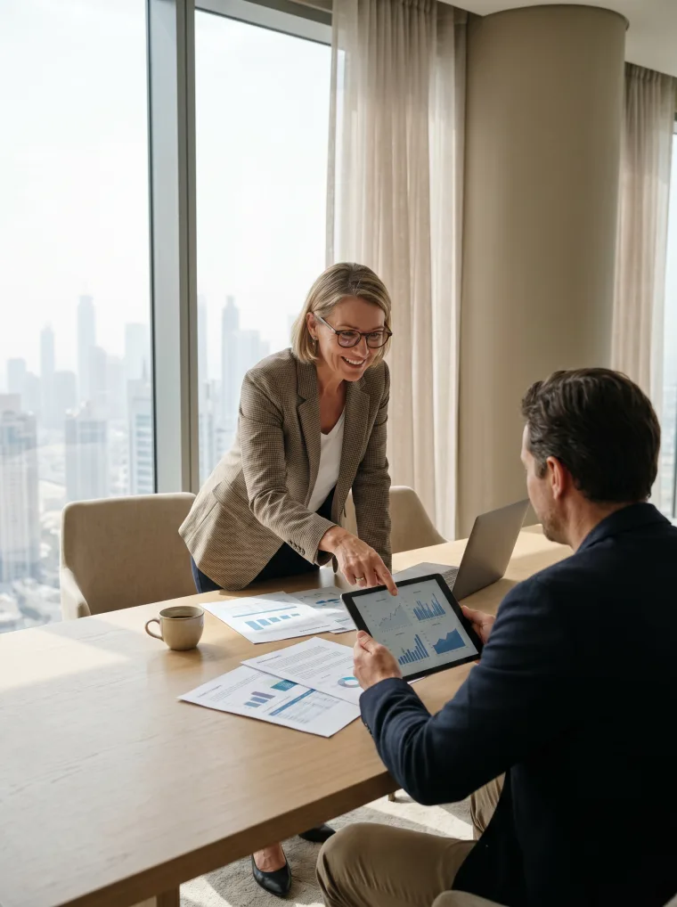 Advisor reviewing figures with a client